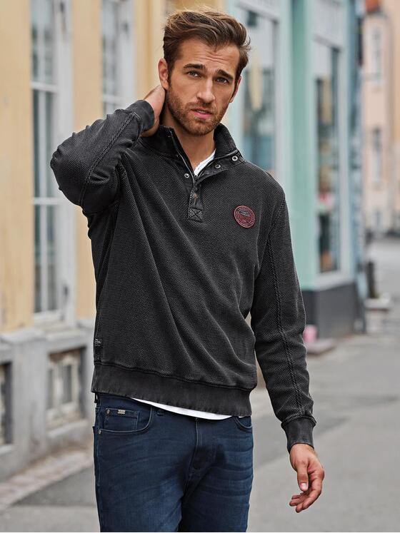 engbers Herren Sweatshirt mit Troyerkragen Anthrazit 33756