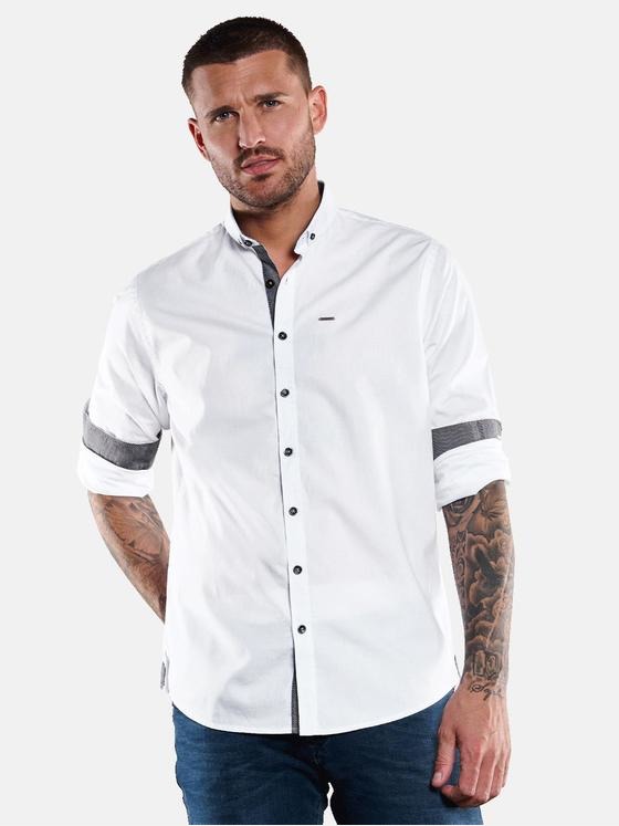 emilio adani Herren Langarm-Hemd uni Weiß 33476