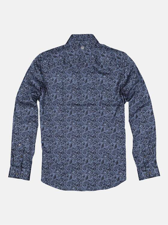 engbers Herren Langarm-Hemd mit Paisley-Print Saphirblau 33363