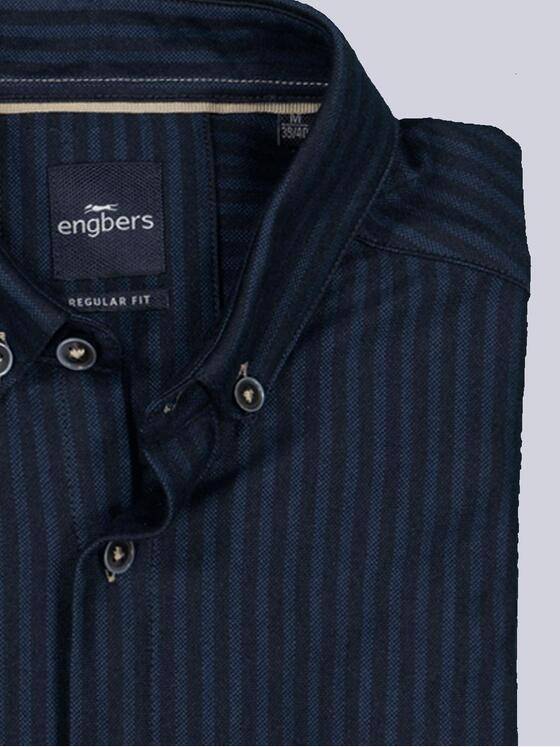 engbers Herren Langarm-Hemd gestreift Marineblau 36082