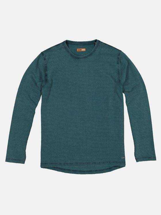 emilio adani Herren Langarm-Shirt strukturiert Türkis 32447