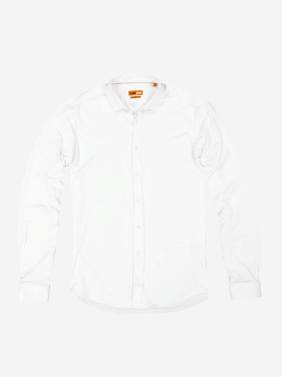 emilio adani Herren Langarm-Hemd aus Jersey Weiß 36897