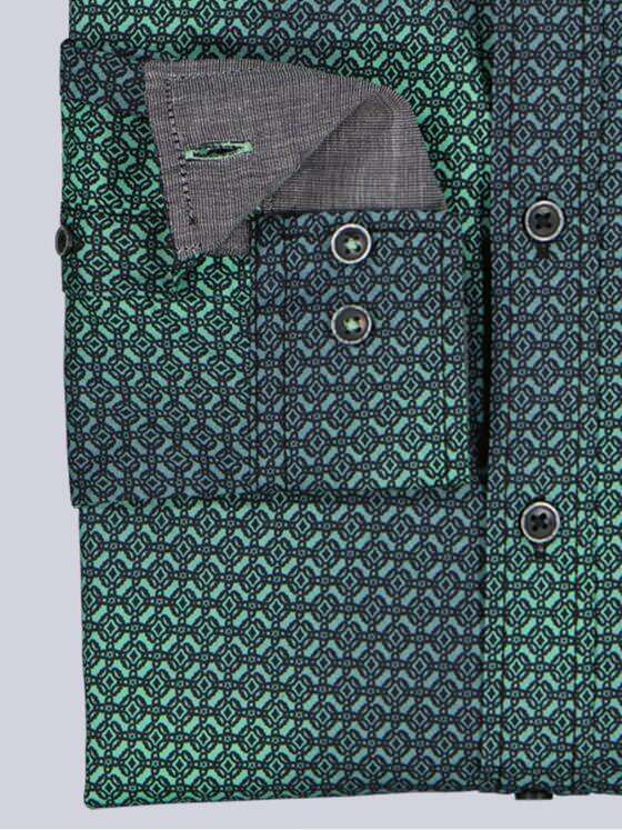 engbers Herren Langarm-Hemd gemustert Gruen 39443