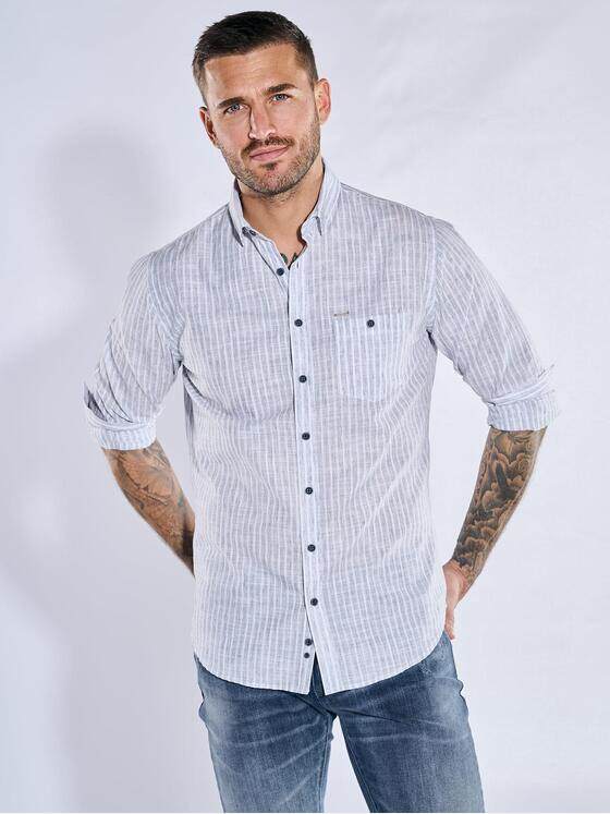 emilio adani Herren Langarm-Hemd gestreift Blau 38281