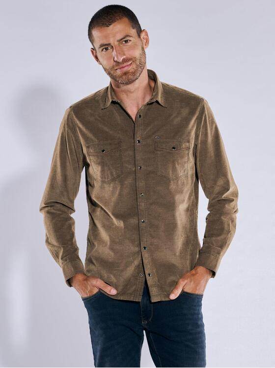 engbers Herren Langarm-Hemd uni Hellbraun 37393