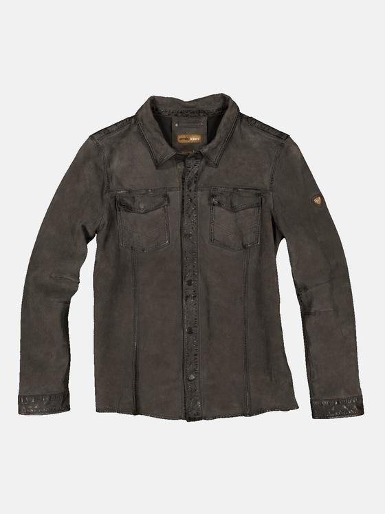 emilio adani Herren Lederjacke slim fit Braun 34449