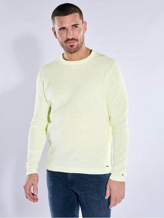 emilio adani Herren Rundhals Pullover Hellgelb 40050