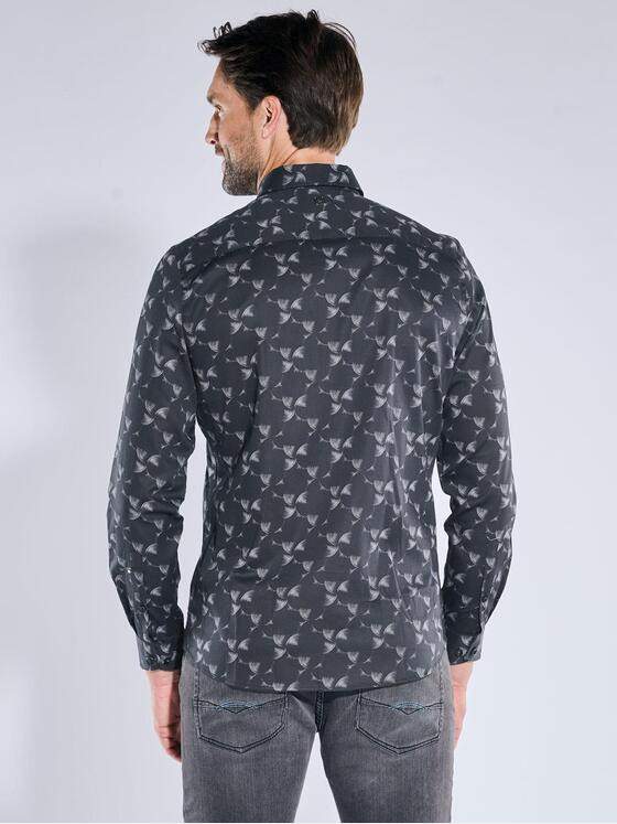 ENGBERS GERMANY Herren Langarm-Hemd gemustert Schwarz 39575