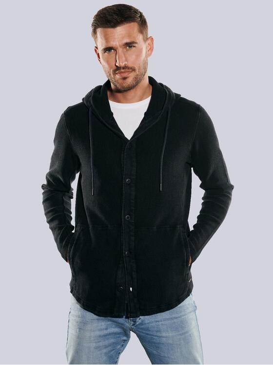 emilio adani Herren Sweatjacke mit Kapuze Schwarz 35237