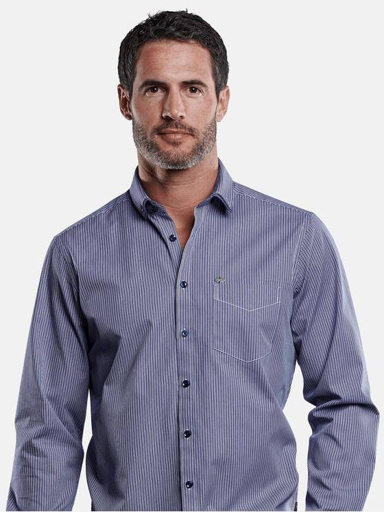 engbers Herren Streifenhemd Vollzwirn Saphirblau 28960