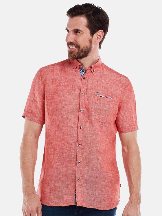 engbers Herren Kurzarm-Hemd aus Leinen Rot 35071
