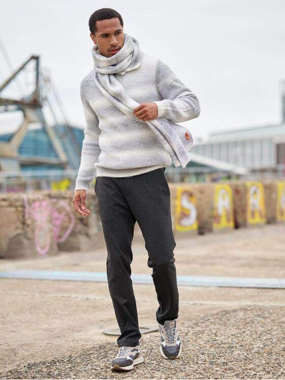 emilio adani Herren Pullover Polokragen Silbergrau 39740