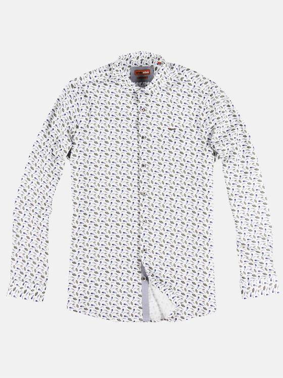 emilio adani Herren Hemd mit Minimal-Feder-Print Blau 29502