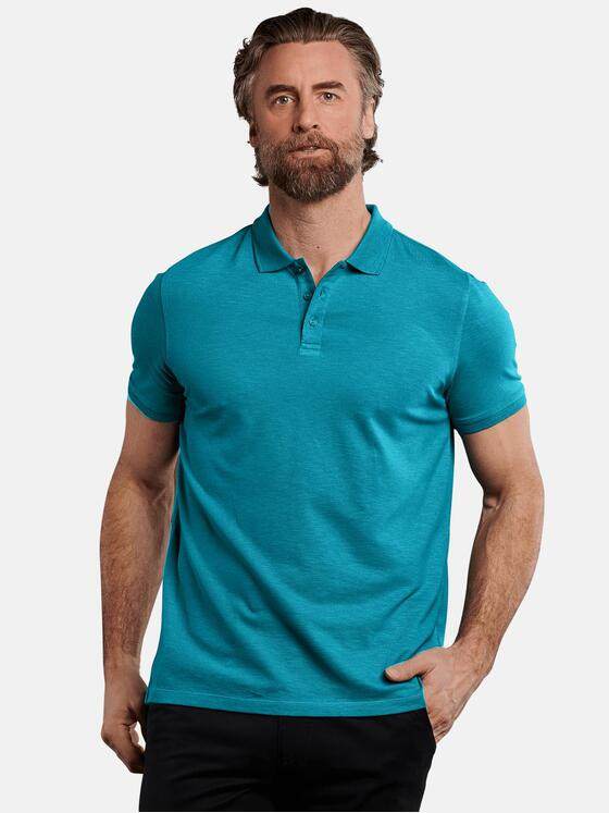 ENGBERS GERMANY Herren softes Poloshirt aus Baumwoll-Modal-Mix Cyangrün 29838