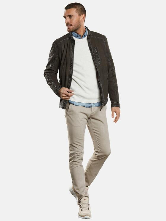emilio adani Herren Lederjacke aus Nubuk-Leder Grün 34223