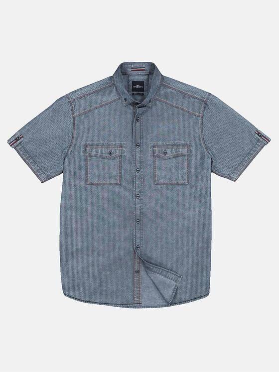 engbers Herren Kurrzarm-Hemd gemustert Petrolblau 33257