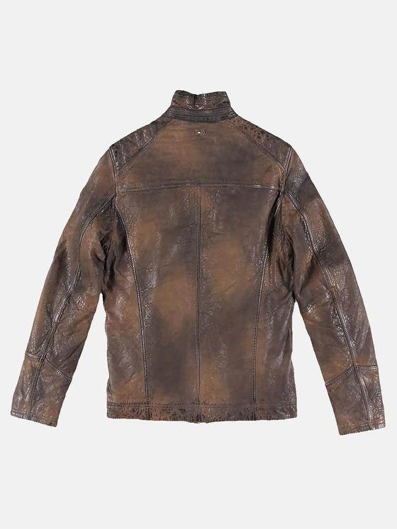 emilio adani Herren Rustikale Lederjacke Braun 30190