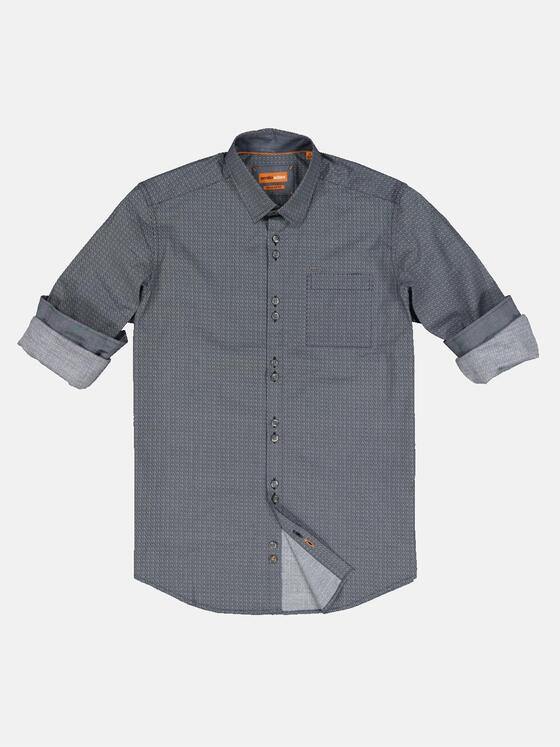 emilio adani Herren Langarm-Hemd mit All-Over-Print Blau 33339