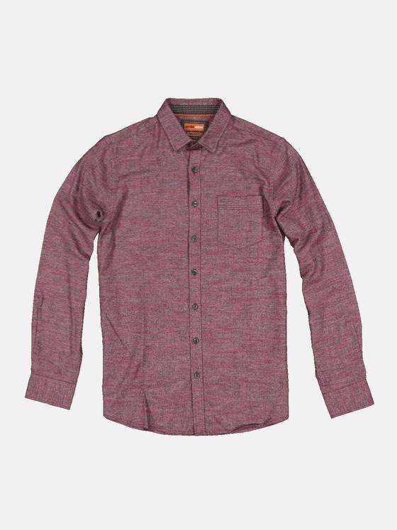 emilio adani Herren Langarm-Hemd aus Flanell Rot 33789
