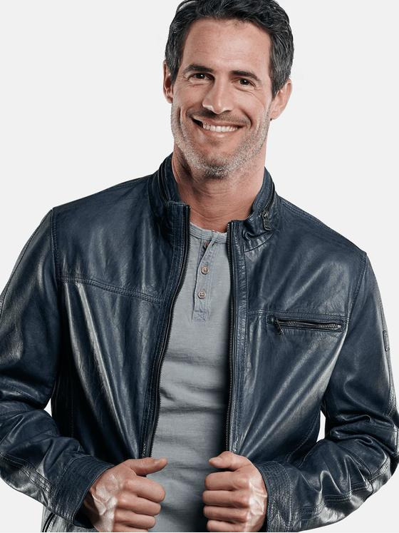 engbers Herren Rustikale Lederjacke Saphirblau 29063