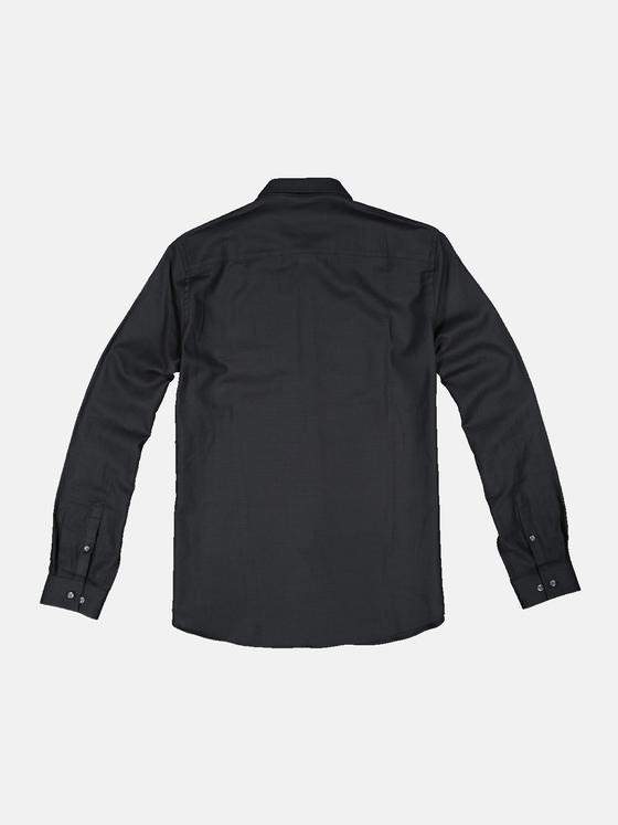 emilio adani Herren Langarm-Hemd uni Schwarz 34402