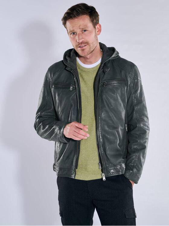 engbers Herren Lederjacke regular Dunkelgruen 37420