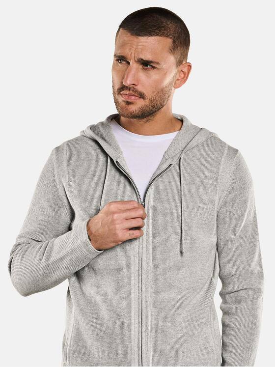 emilio adani Herren Strickjacke mit Kapuze Grau 33010