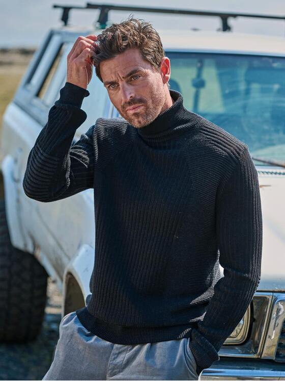 ENGBERS GERMANY Herren Pullover aus Merinowolle Schwarz 35992