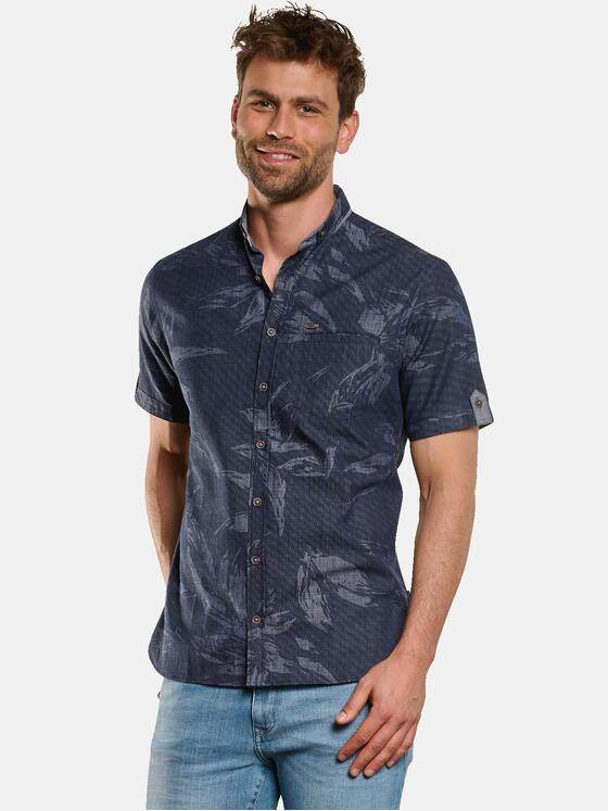 engbers Herren Kurzarm-Hemd gemustert Blau 33251