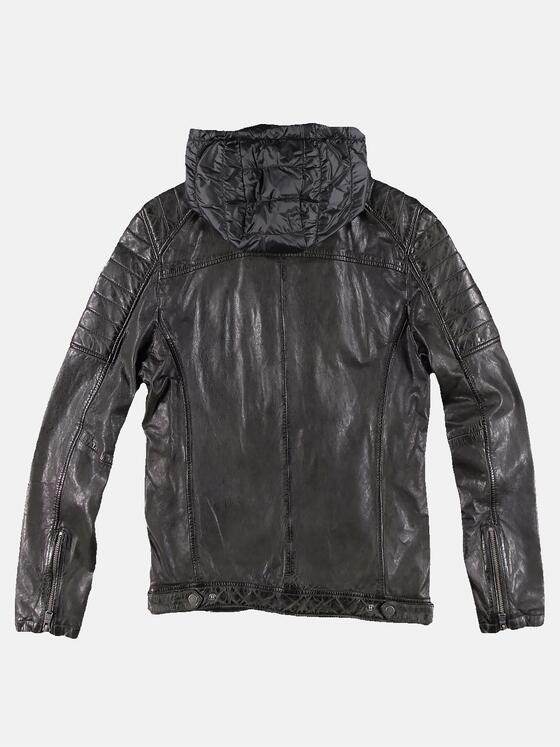 emilio adani Herren Lederjacke mit abnehmbarer Kapuze Grün 30198