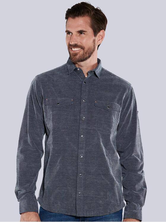 engbers Herren Langarm-Hemd uni Blau 35544