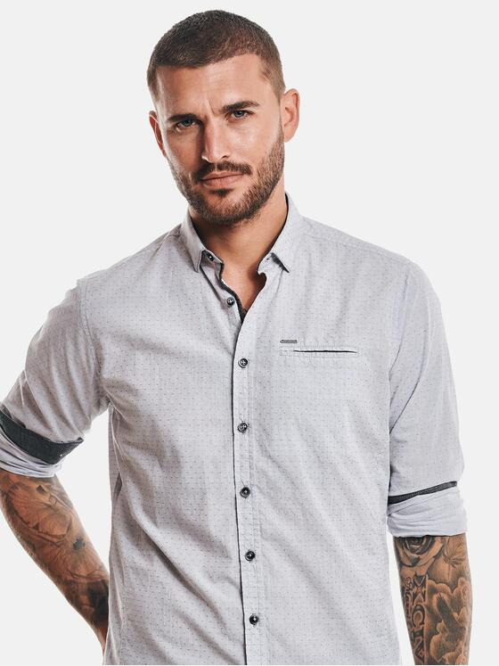 emilio adani Herren Langarm-Hemd strukturiert Silbergrau 32461