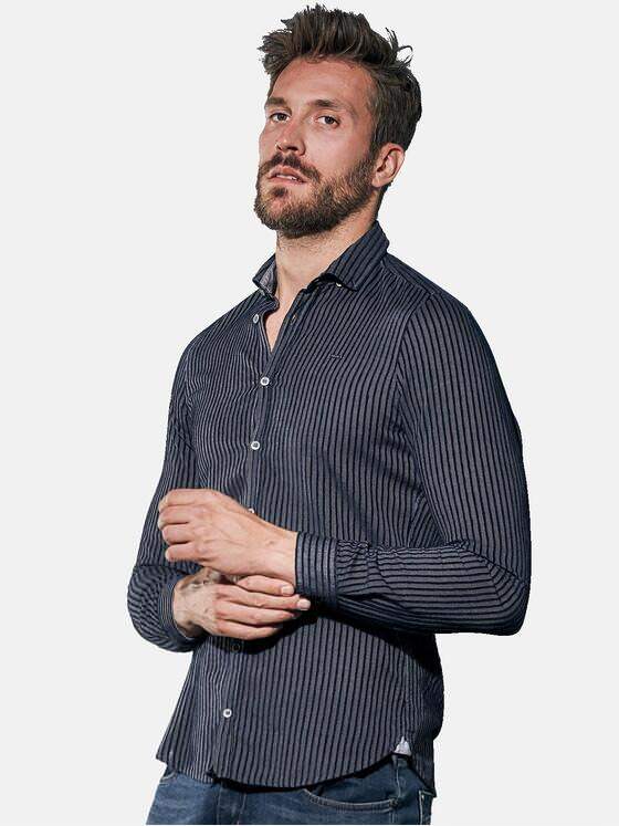 emilio adani Herren Hemd gemustert Blau 30846