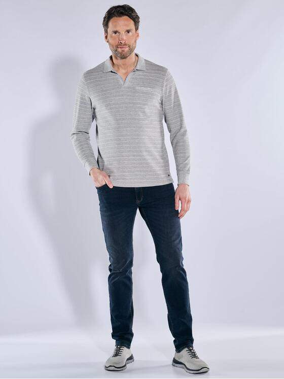 engbers Herren Langarm-Shirt mit Polo-Kragen Silbergrau 38336