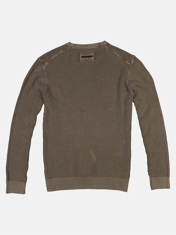 emilio adani Herren Pullover mit Rippstruktur Beige 32455
