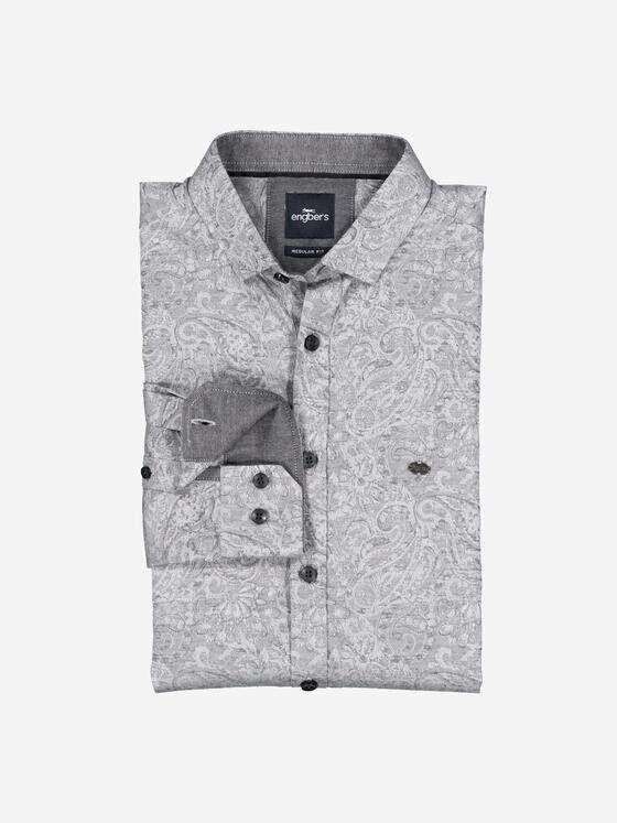 engbers Herren Langarm-Hemd gemustert Silbergrau 38175