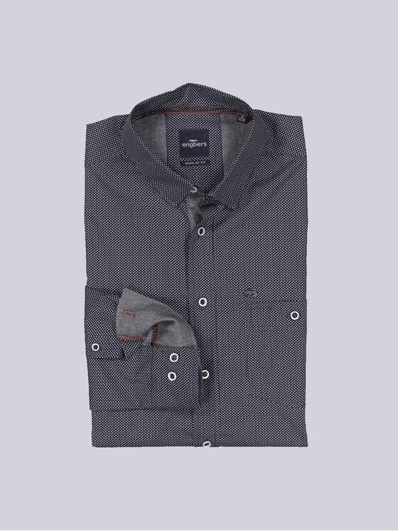 engbers Herren Langarm-Hemd gemustert Blau 36164