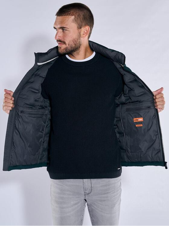 emilio adani Herren Steppjacke mit abnehmbarer Kapuze Grün 37192