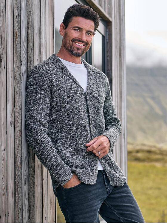 engbers Herren Stricksakko meliert Oliv 39446