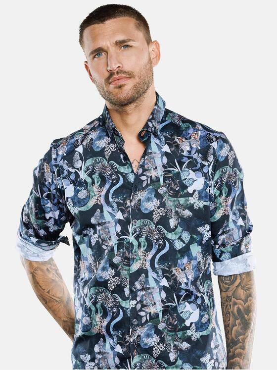 emilio adani Herren Langarm-Hemd mit All-Over-Print Grau 33338