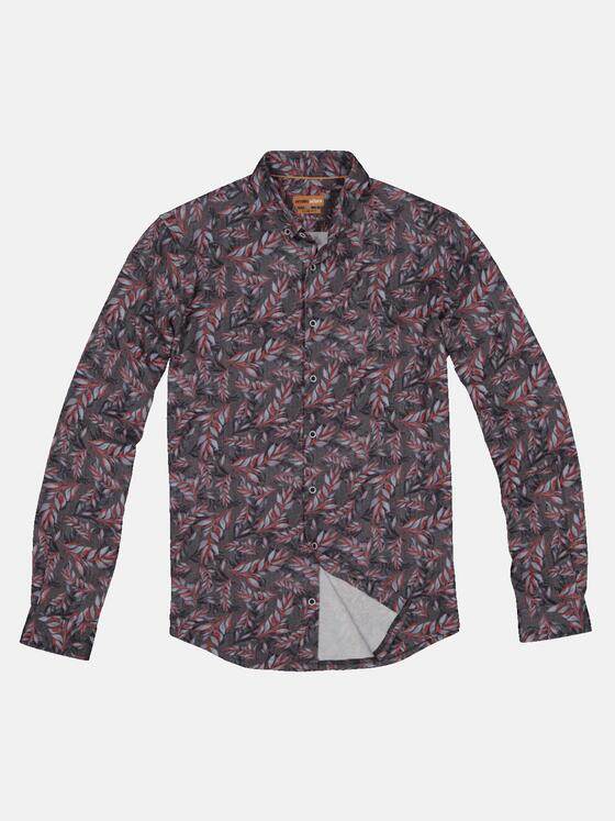 emilio adani Herren Langarm-Hemd mit All-Over-Print Rot 33346