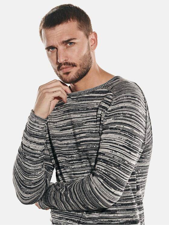 emilio adani Herren Pullover rundhals gestreift Grau 32097