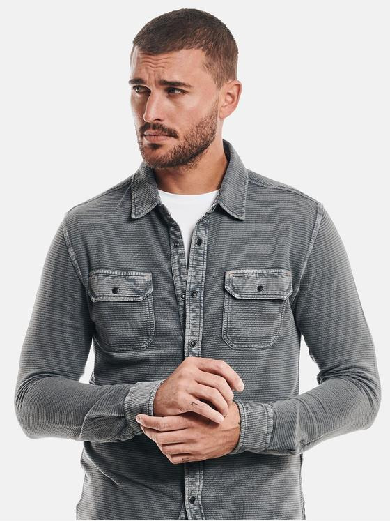 emilio adani Herren Langarm-Hemd strukturiert Grau 32453