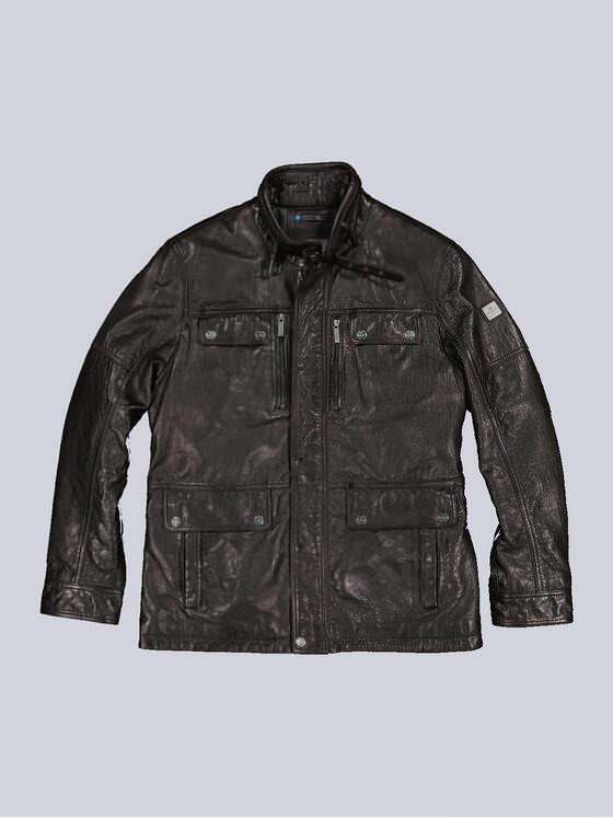 ENGBERS GERMANY Herren Lederjacke mit innovativer Warenoberfläche Braun 35440
