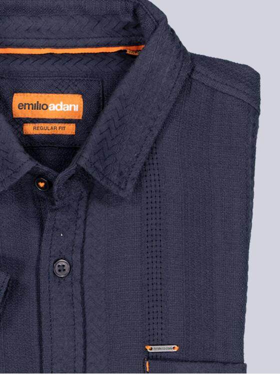 emilio adani Herren Kurzarm-Hemd strukturiert Blau 38909