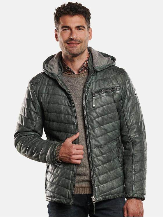 engbers Herren Lederjacke gesteppt Khaki 32253