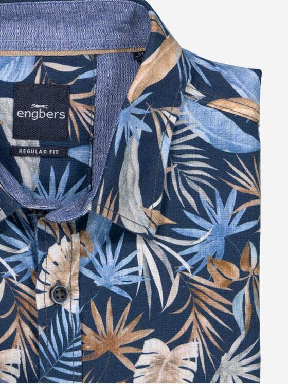 engbers Herren Langarm-Hemd gemustert Blau 37019