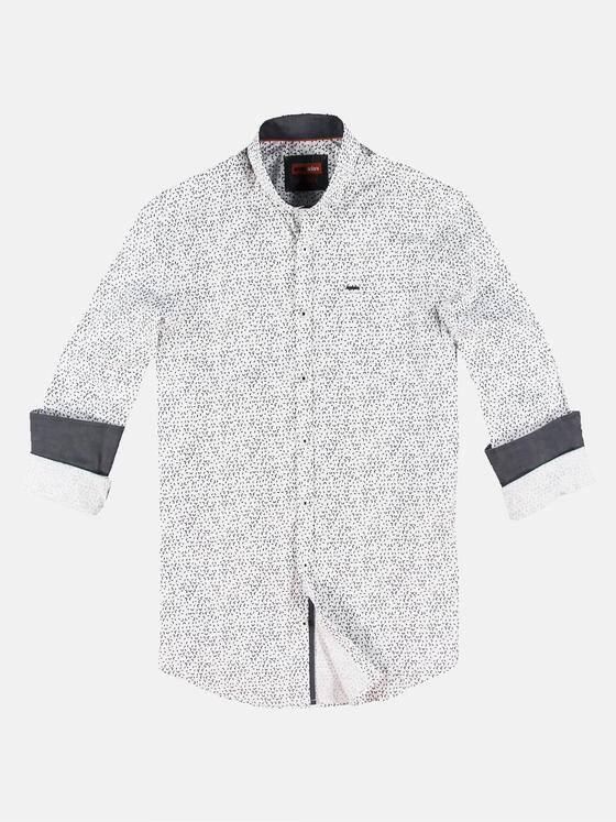 emilio adani Herren Langarmhemd mit Print Weiß 30328