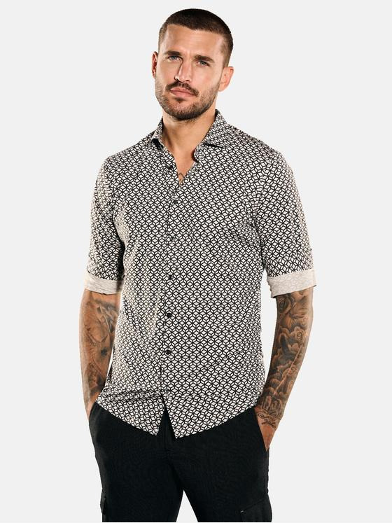 emilio adani Herren Langarm-Hemd gemustert Beige 35317