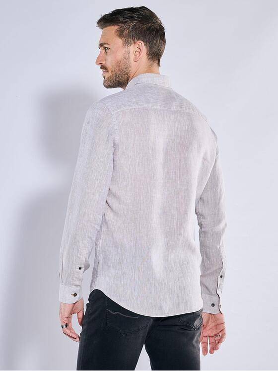 emilio adani Herren Langarm-Hemd aus Leinen Beige 38557
